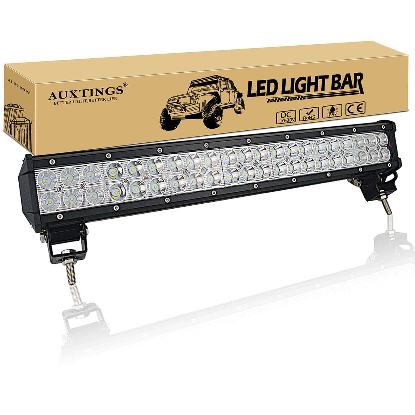 AUXTINGS 50,8 cm 20 Zoll 126W LED Lichtleiste Spot Flutstrahl Dach fahren Nebel Lichter für 4WD 4X4 ATV Pickup Truck Traktor Boot AUXTINGS 50,8 cm 20 Zoll 126W LED Lichtleiste Spot Flutstrahl Dach fahren Nebel Lichter für 4WD 4X4 ATV Pickup Truck Traktor Boot von AUXTINGS