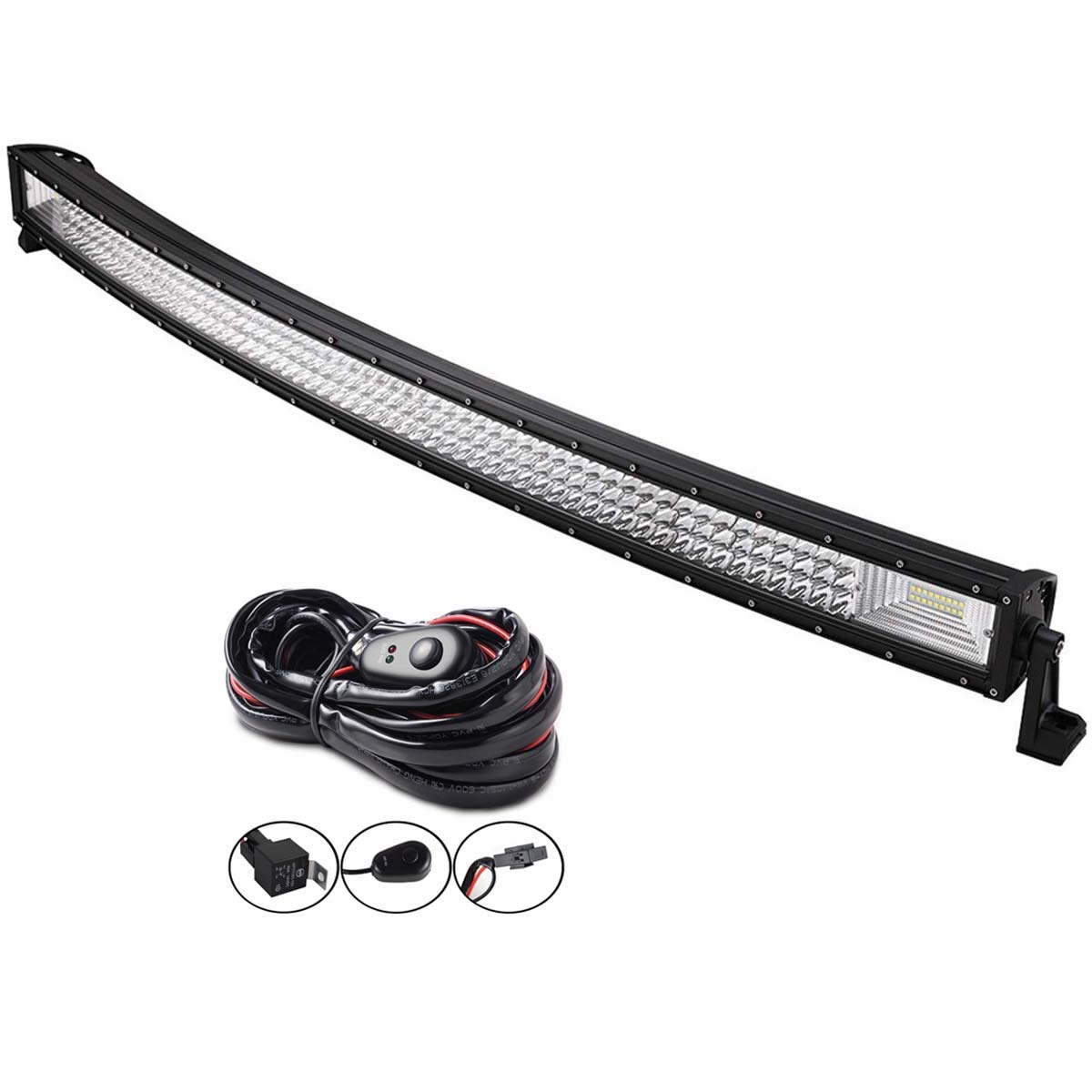 AUXTINGS 50 Zoll 127 cm 648W Gebogene Dreireihige LED-LICHTLEISTE Spot Fahren Nebelscheinwerfer Flutlicht Spotlight 6000K Wasserdicht IP67 Arbeitslicht 12V von AUXTINGS