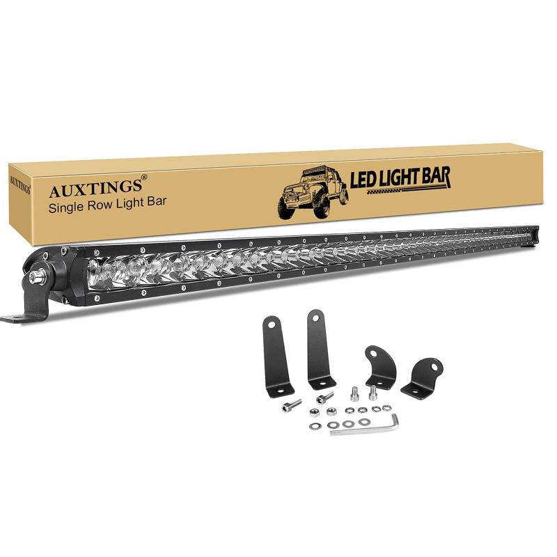 AUXTINGS 50 Zoll 240W 12000LM Spot Einreihig Offroad LED Nebel Dachstoßstange Lichtleisten 2 Style Montagehalterungen, wasserdicht von AUXTINGS