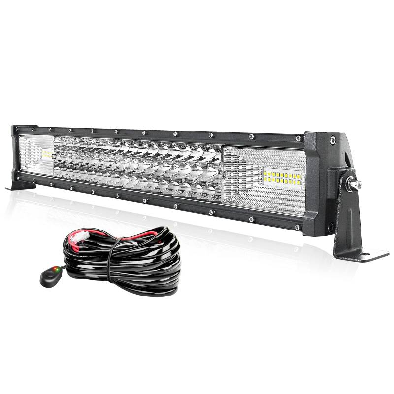 AUXTINGS 56 cm 270W Gerade LED Lichtleiste Spot Zusatzscheinwerfer Flutlicht Spot LED Arbeitsleuchte mit 12V Kabelbaum Kit für JP Pickup Offroad Truck 4X4 ATV Bootsanhänger,wasserdicht von AUXTINGS