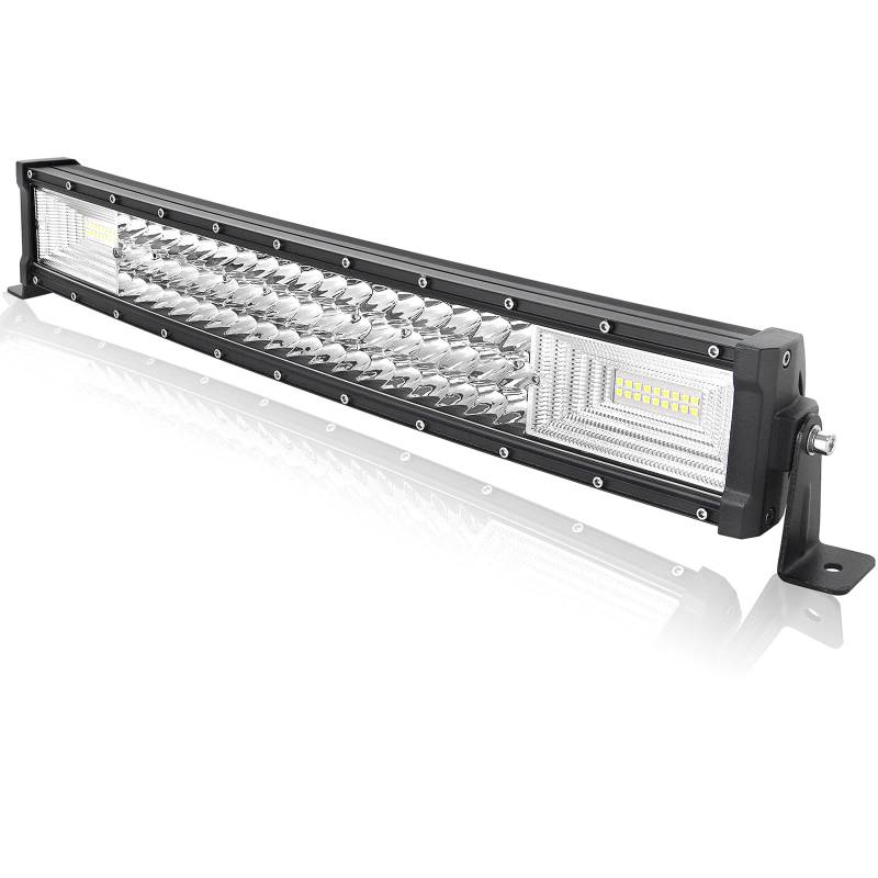 AUXTINGS 56 cm 270W gebogene LED-Lichtleiste mit 7D-Linse Spot-Flutlicht Kombi-Strahl dreireihig LED-Arbeitslicht Tauchlichter für Off-Road ATV AWD SUV 4WD, 4x4 Pickup 12V 24V, wasserdicht von AUXTINGS