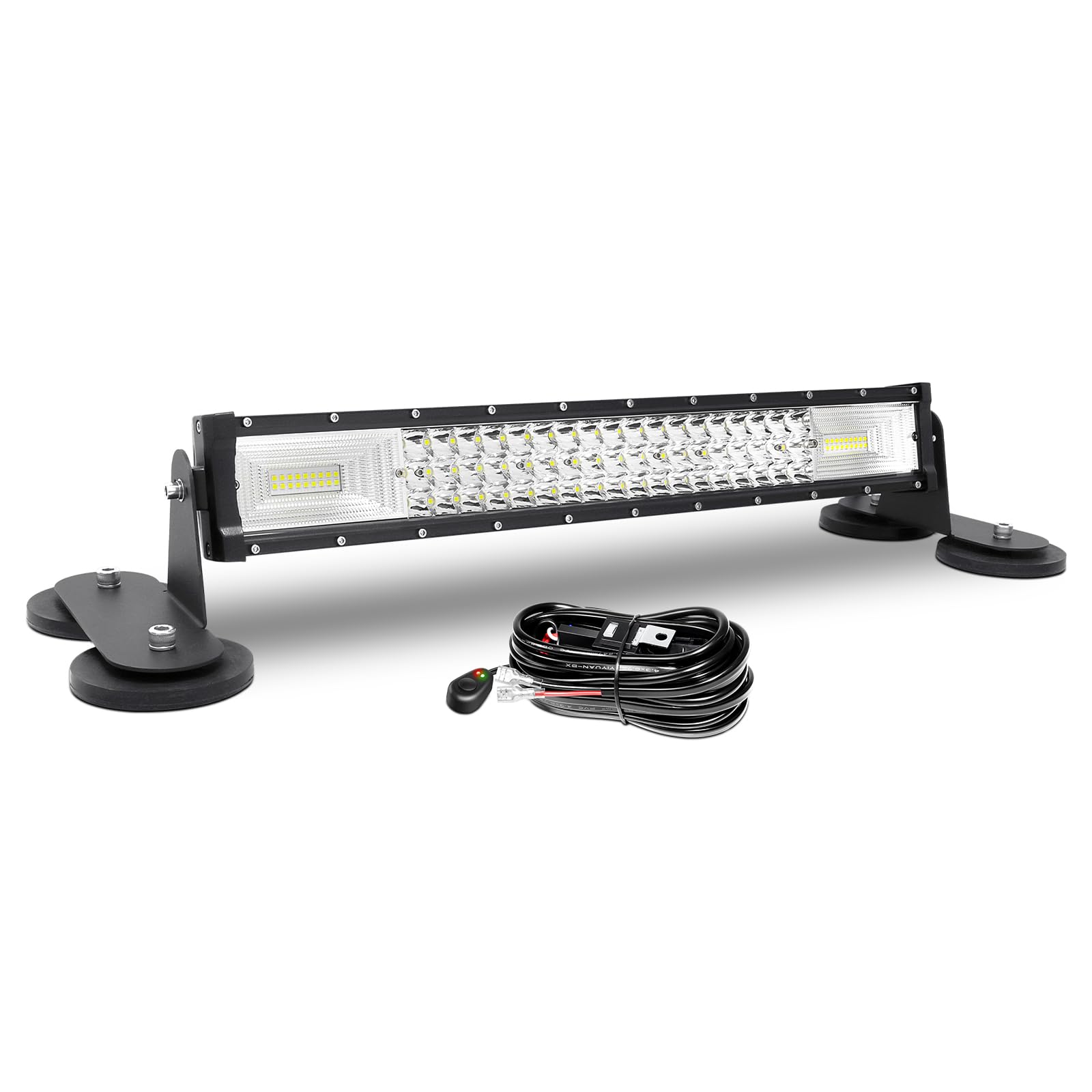 AUXTINGS 56 cm LED Lichtleiste 270W Spot Zusatzscheinwerfer Flutlicht Spot LED Arbeitsleuchte mit magnetische Unterstützung 12V Kabelbaum Kit für Pickup Offroad Traktor 4X4 ATV Bootsanhänger,IP67 von AUXTINGS