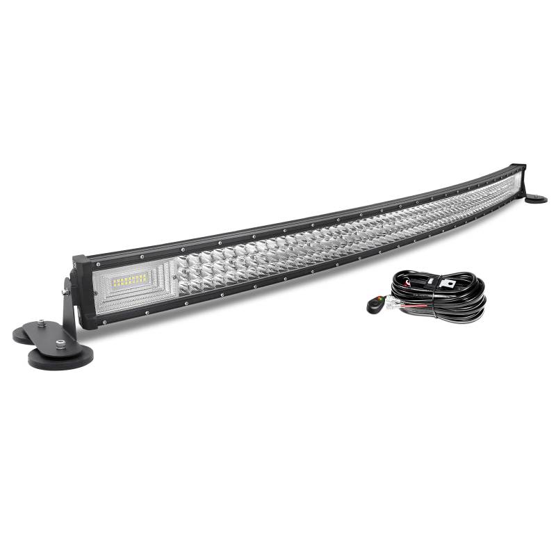 AUXTINGS Gebogen 127 cm LED Lichtleiste 648W Zusatzscheinwerfer Flutlicht Spot LED Arbeitsleuchte mit magnetische Unterstützung 12V Kabelbaum Kit für Pickup Offroad Traktor 4X4 ATV Bootsanhänger,IP67 von AUXTINGS