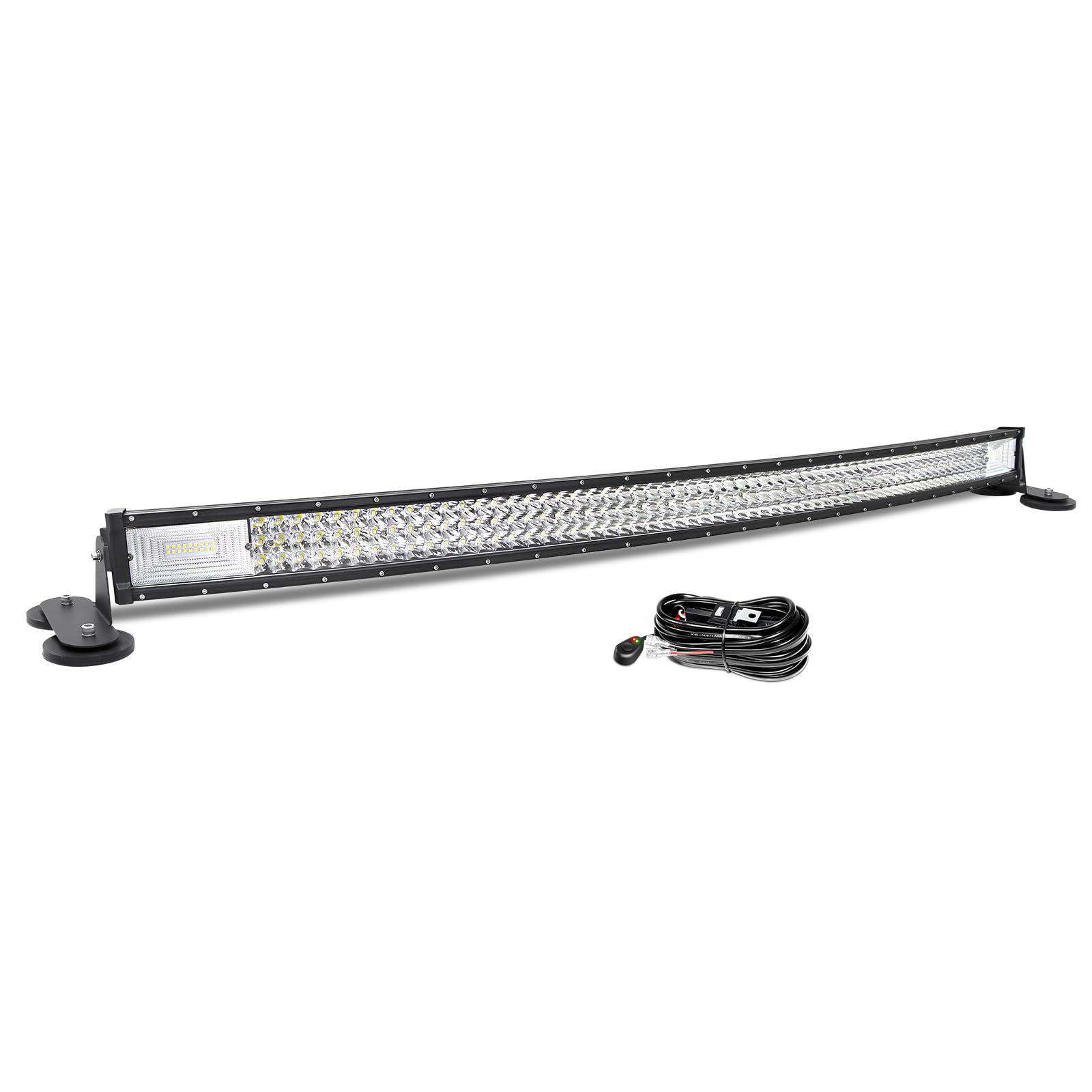 AUXTINGS Gebogen 132 cm LED Lichtleiste 675W Zusatzscheinwerfer Flutlicht Spot LED Arbeitsleuchte mit magnetische Unterstützung und 12V Kabelbaum Kit für Pickup Offroad Traktor 4X4 ATV Bootsanhänger von AUXTINGS