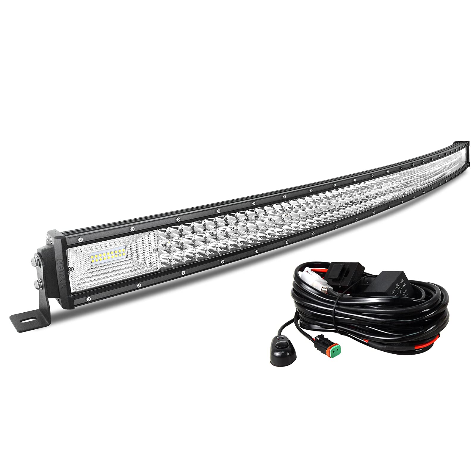 AUXTINGS LED Scheinwerfer mit 3 Reihen 127 cm 648W LED-Arbeitstauchlampen gebogen mit Kabelbaum-Kit für Geländewagen ATV AWD SUV 4x4 Pickup, 12V 24V DT-Anschluss wasserdicht von AUXTINGS