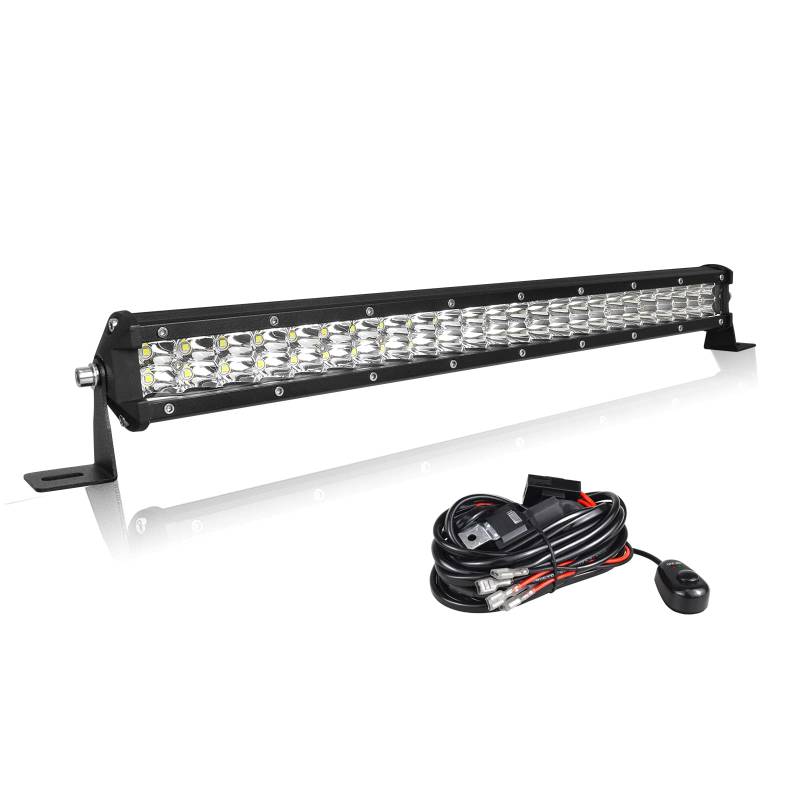 AUXTINGS LED Zusatzscheinwerfer Bar,20 Zoll 50 cm Lightbar 9600lm Schlank LED Arbeitsscheinwerfer DC 12V 24V Scheinwerfer Wasserdicht Mit Kabelbaumkanet Kit für Offroad Trecker Bagger SUV, UTV, ATV von AUXTINGS