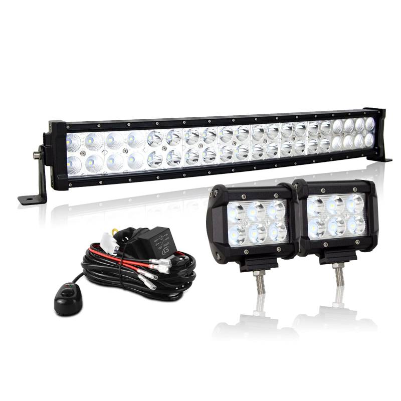 AUXTINGS LED Zusatzscheinwerfer Scheinwerfer 56 cm 120W gebogen LED Nebelscheinwerfer,10cm Spotlight led arbeitsscheinwerfer mit Verkabelung für Geländewagen ATV AWD SUV 4x4 Pickup,12V 24V wasserdicht von AUXTINGS