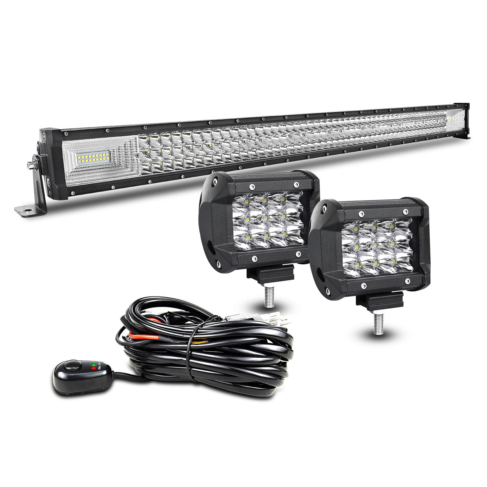 AUXTINGS LED Zusatzscheinwerfer Scheinwerfer mit 3 Reihen 106 cm 540W LED Nebelscheinwerfer + 10cm led arbeitsscheinwerfer für Geländewagen ATV AWD SUV 4x4 Pickup, 12V 24V wasserdicht von AUXTINGS