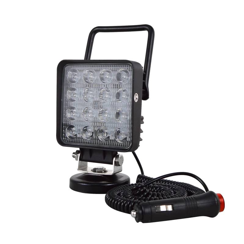 AUXTINGS Tragbares LED-Arbeitslicht 10.5 cm 48W quadratisch Offroad-Flutlicht Zigarettenanzünder Schalter mit Magnetfuß Halterung für Auto SUV Anhänger Traktor LKW Engineering Wartung Camping von AUXTINGS