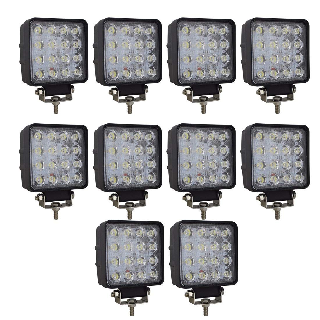 Auxtings 10 Stück 4 Zoll LED Arbeitslicht 48W LED-Scheinwerfer Auto Arbeitsscheinwerfer bar 10 cm Offroad Zusatzscheinwerfer Spotlight Reflektor Car led Work Light Auto Arbeitsleucht 12V-24V von AUXTINGS