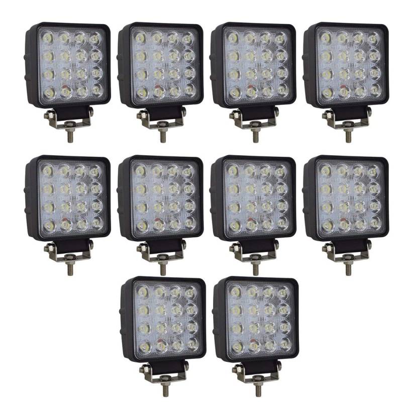 Auxtings 10 Stück 4 Zoll LED Arbeitslicht 48W LED-Scheinwerfer Auto Arbeitsscheinwerfer bar 10 cm Offroad Zusatzscheinwerfer Spotlight Reflektor Car led Work Light Auto Arbeitsleucht 12V-24V von AUXTINGS