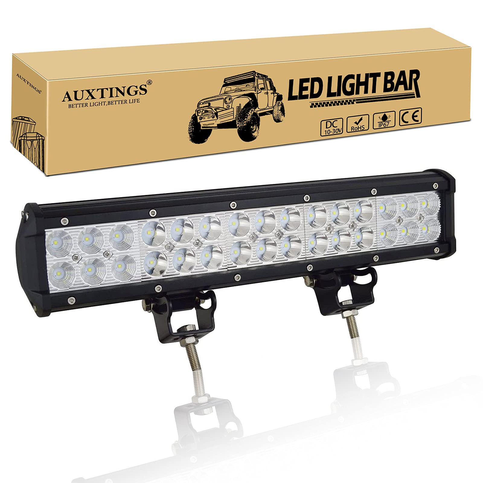 Auxtings 38cm 90W Spot LED-Arbeitsleuchte für Fahrt oder Nebelscheinwerfer für OffRoad LKW SUV und Allradfahrzeuge von AUXTINGS