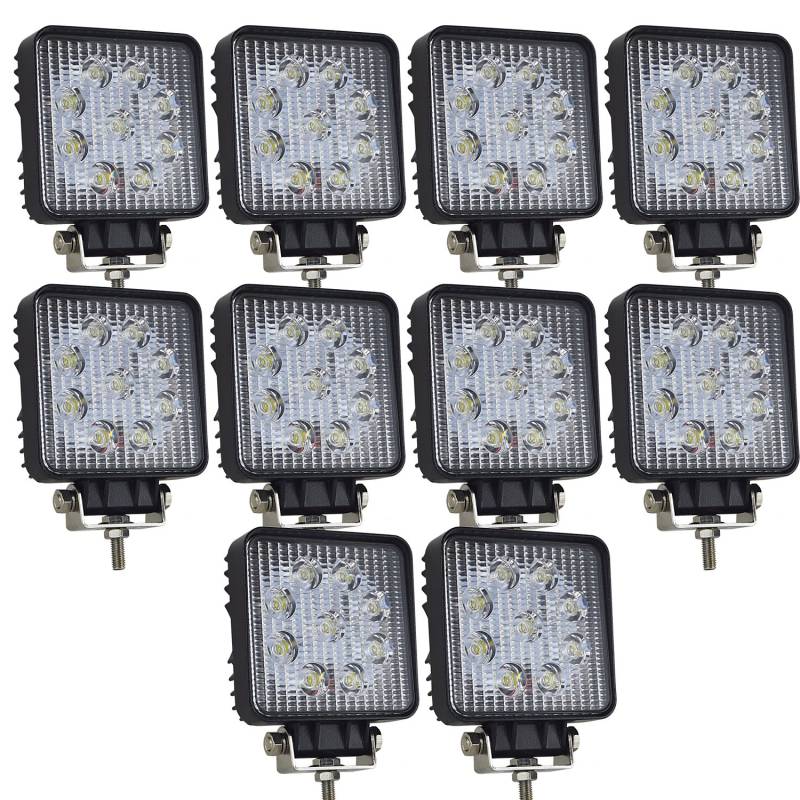 AUXTINGS 25,4 x 10,2 cm 27 W Flutlicht LED-Arbeitsleuchte für Geländewagen, SUV, Fahren Nebelscheinwerfer, quadratisch von AUXTINGS