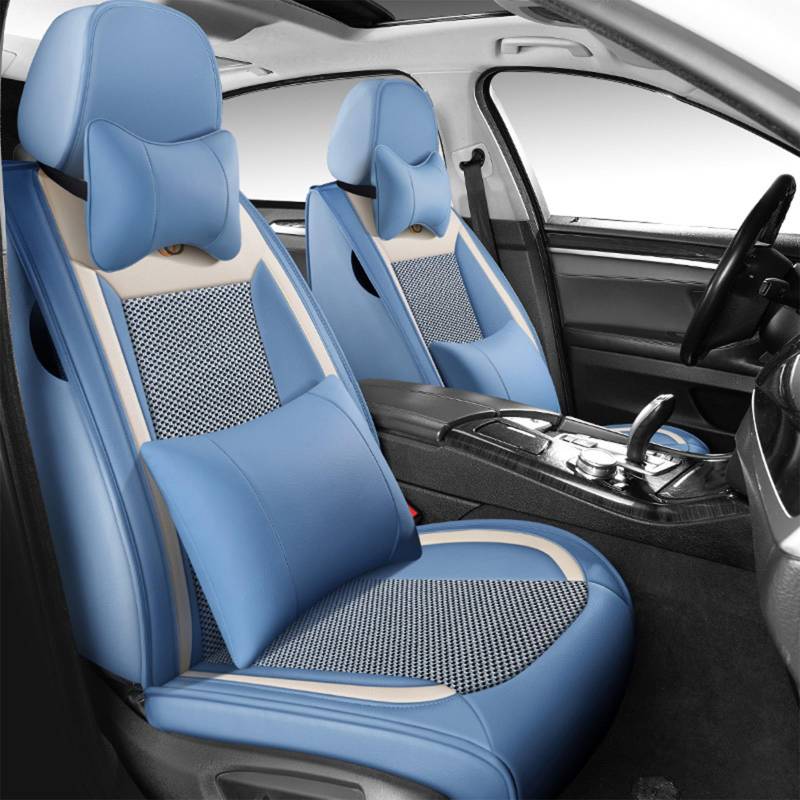 AVFORA Auto-Schonbezüge für Citroen C3 Picasso C4 Picasso C5 C6 C4 C3 C2 C1 e-C4 Universal Leather Sitzbezügesets Zubehör Innenraum(Size:Mit Kopfstütze und Lordosenstütze,Color:blau) von AVFORA