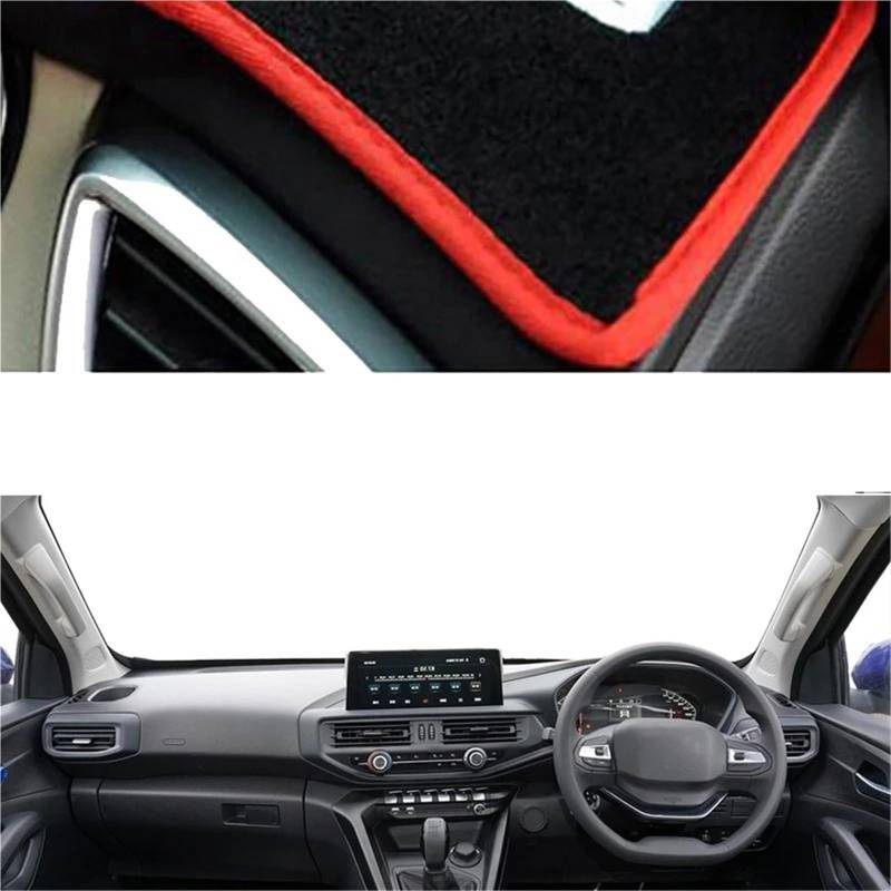 Dashboard Sonnenschirm Matte Auto Innere Dashboard Abdeckung Für Peugeot Landtrek 2020 2021 2022 Dash Matte Teppich Cape Sonne Schatten Dashmat Pad(Red RHD) von AVFORA