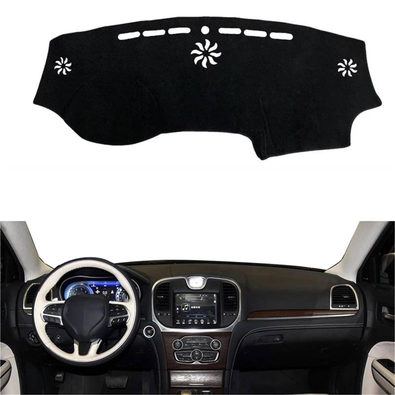 Dashboard Sonnenschirm Matte Für Chrysler 300 300C LD Für Lancia Thema 2011-2022 Auto Sonnenschutz Anti-Uv Teppich Pad Kissen Auto Dashboard Abdeckung Teppich Dash Matte(LHD Black Edge) von AVFORA