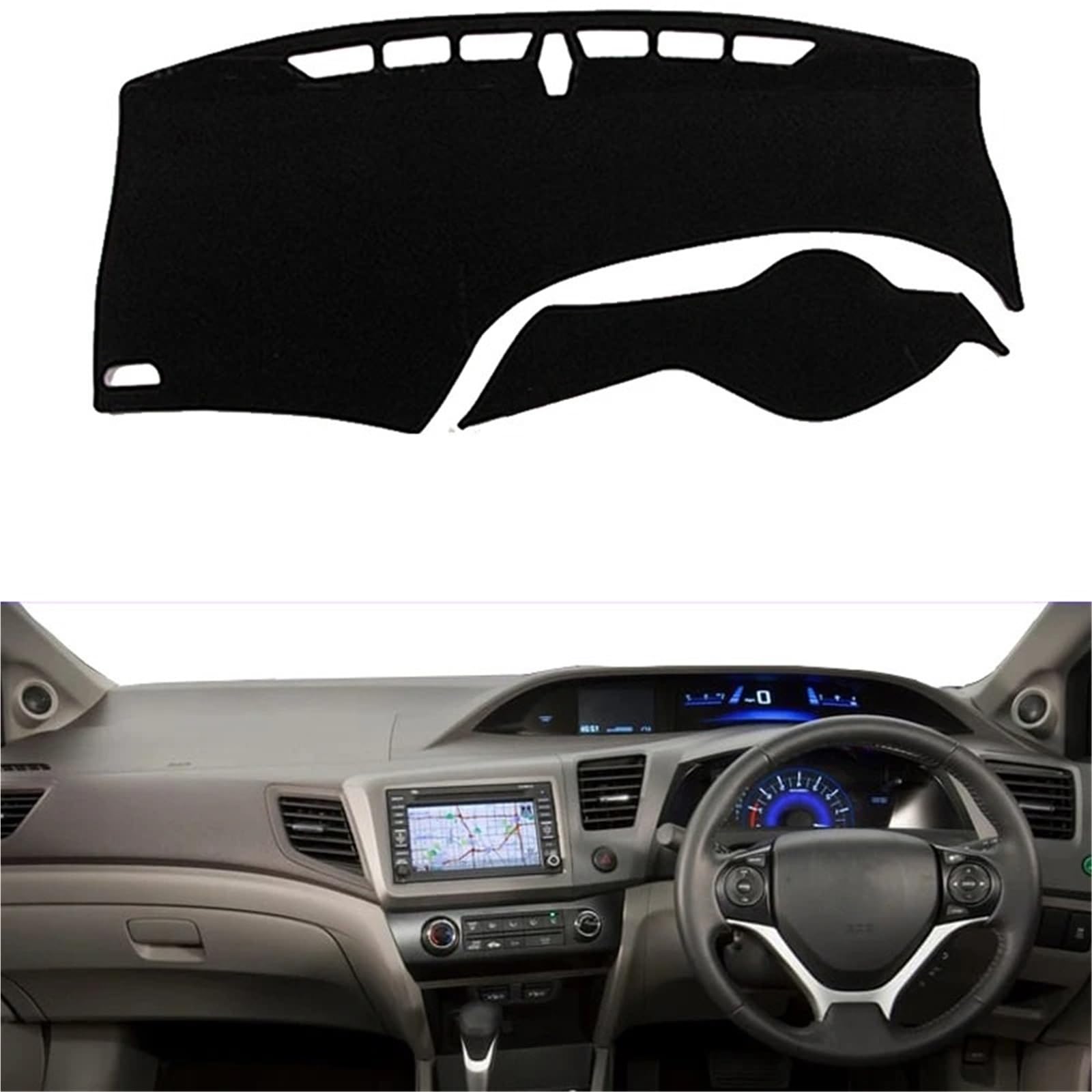 Dashboard Sonnenschirm Matte Für Civic 9th 2012 2013 2014 2015 Auto Armaturenbrett Abdeckung Armaturenbrett Matte Auto rutschfeste Rechts Sonnenschutz Pad Teppich Dashmat(Schwarz) von AVFORA