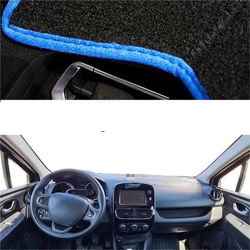 Dashboard Sonnenschirm Matte Für Clio Lutecia 4 IV 2013-2020 Auto Armaturenbrettabdeckung Armaturenbrettmatte Teppichumhang Sonnenschutz Auto-Innenschutzteppich(Blue LHD) von AVFORA