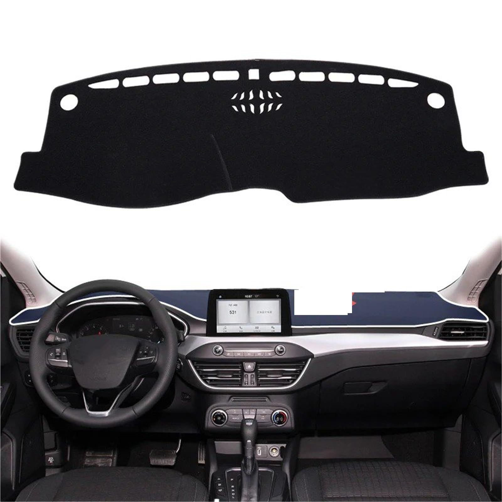 Dashboard Sonnenschirm Matte Für Ford Für Focus RS ST 2019 2020 2021 2022 2023 2024 Auto Dashboard Matte Dash Mat Dashmat Sonnenschirm Schutz Teppich(ST LHD) von AVFORA