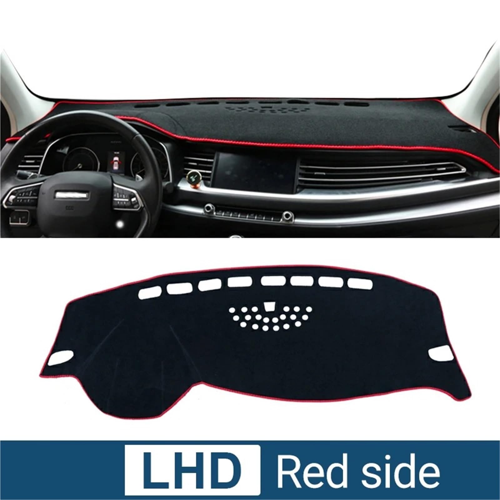 Dashboard Sonnenschirm Matte Für Haval H6 2017 2018 2019 2020 Instrument Schreibtisch Sonnenschutz Matte Dash rutschfeste Pad Teppiche Auto Dashboard Abdeckung(Red Side) von AVFORA