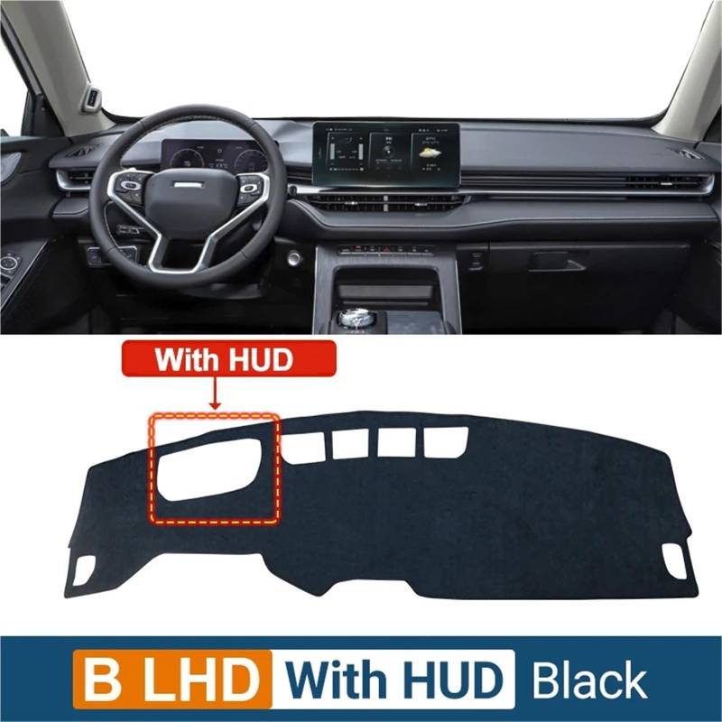 Dashboard Sonnenschirm Matte Für Haval H6 3. Generation 2021-2024 Instrumententisch Sonnenschutzmatte Dash rutschfeste Pad Teppiche Auto Armaturenbrettabdeckung(B LHD Black) von AVFORA