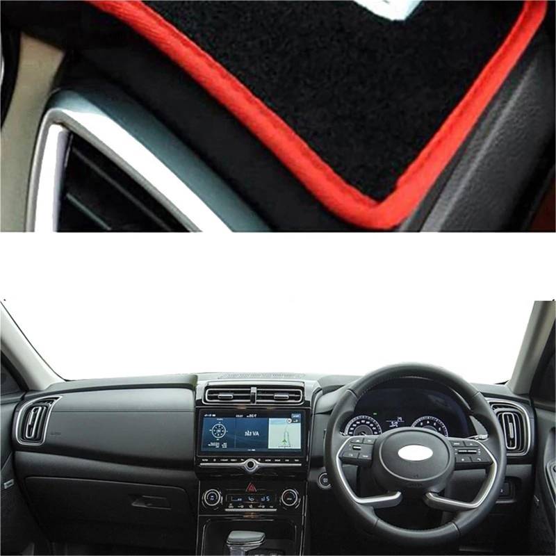 Dashboard Sonnenschirm Matte Für Hyundai Für Creta 2022 2023 2024 2025 Vermeiden Licht Pad Zubehör Anti-Uv Fall Teppich Auto Dashboard Abdeckung DashMat(Right-Red) von AVFORA