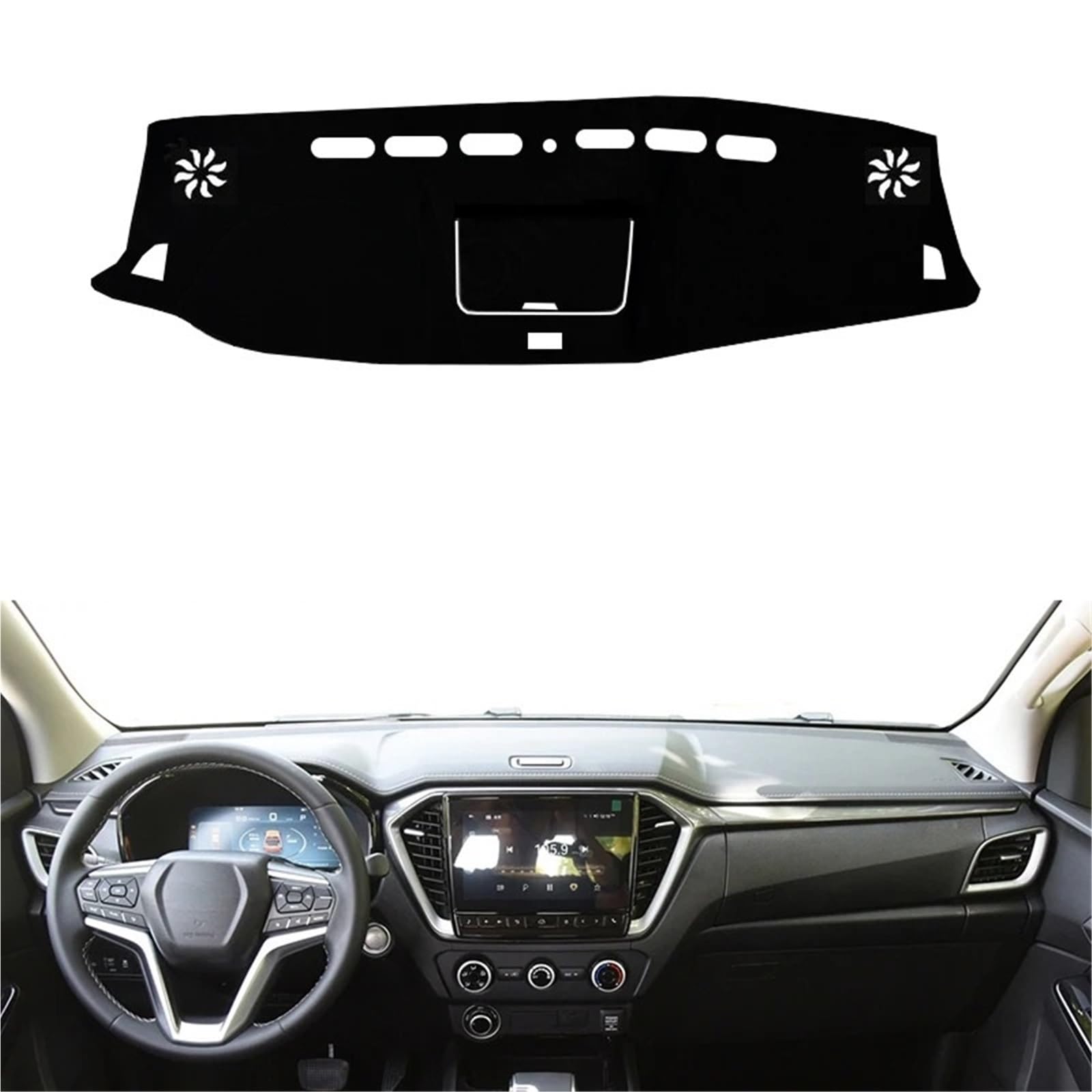 Dashboard Sonnenschirm Matte Für Isuzu D-Max DMax D Max 2021 2022 2023 2024 Center Console Protector Teppich Dashmat Sonnenschutz Auto Armaturenbrett Abdeckung(Left-Red) von AVFORA