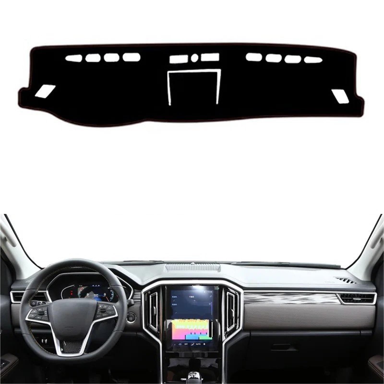 Dashboard Sonnenschirm Matte Für JAC Hunter T9 2021 2022 2023 2024 Auto Dashboard Abdeckung Center Console Protector Teppich Dashmat Sonnenschutz(Left-Black) von AVFORA