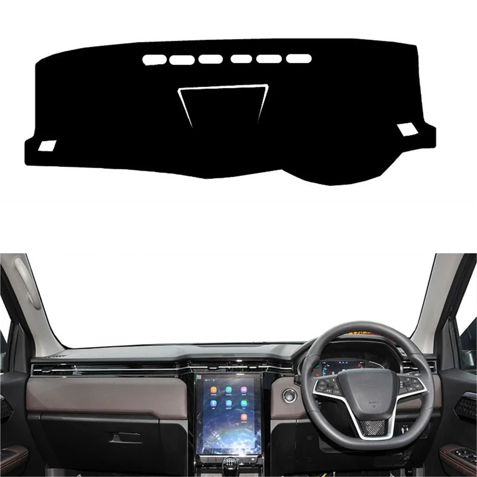 Dashboard Sonnenschirm Matte Für JAC T8 PRO 2021 2022 2023 Auto Sonnenschutz DashMat Anti-Uv Anti-Sonne Teppich Pad Kissen Auto Dashboard Abdeckung Teppich Dash Matte(RHD Black Edge) von AVFORA