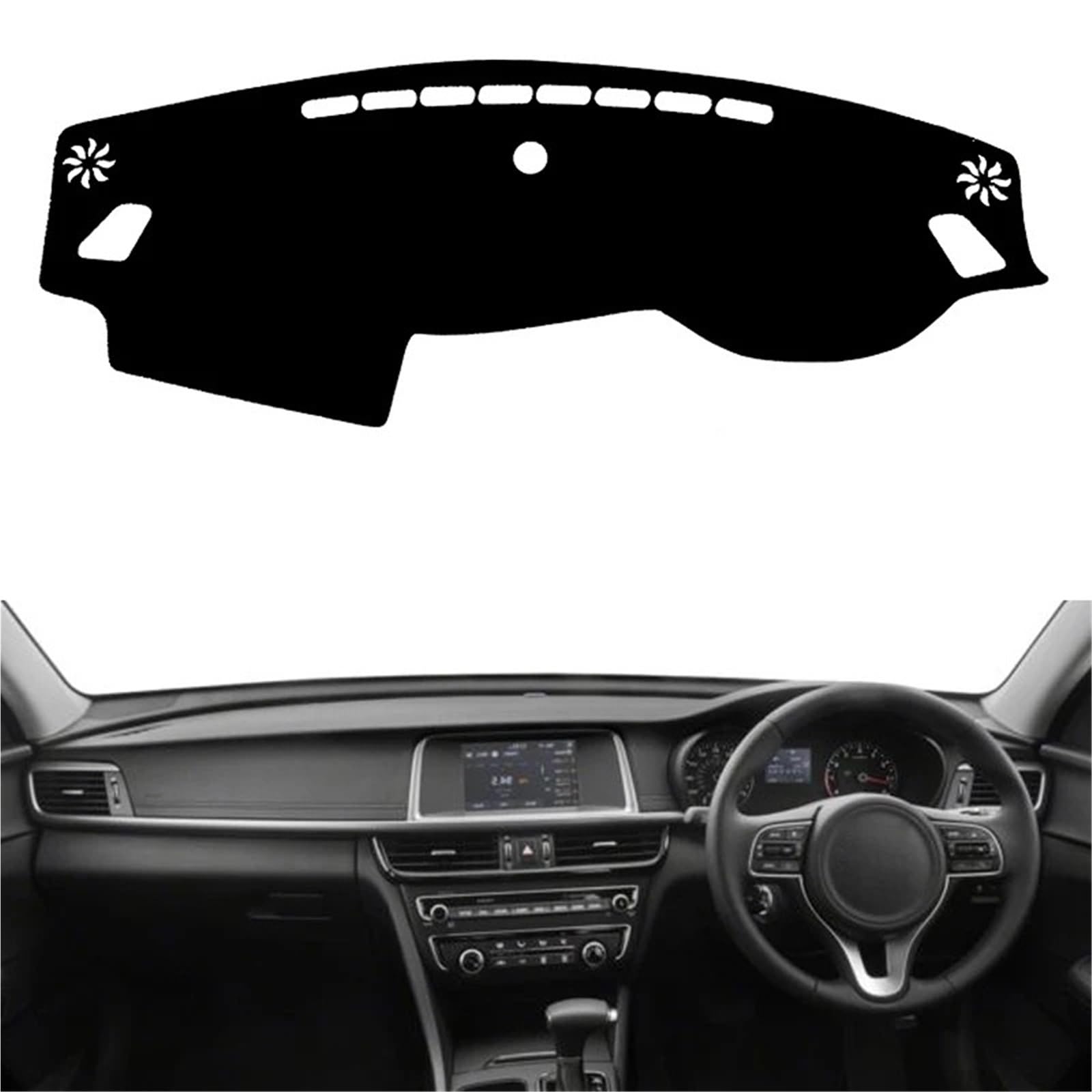Dashboard Sonnenschirm Matte Für KIA Optima K5 JF 2016 2017 2018 2019 2020 Auto Innere Dashboard Abdeckung Auto Dash Matte Teppich Cape Anti-Sonne Sonnenschutz Dashmat(Black RHD) von AVFORA