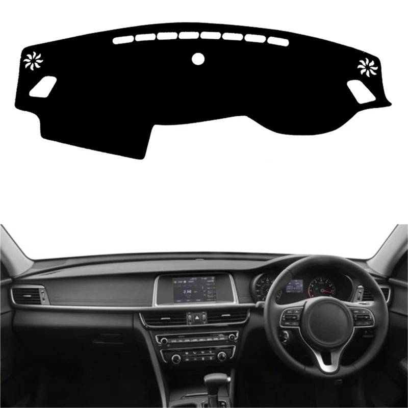 Dashboard Sonnenschirm Matte Für KIA Optima K5 JF 2016 2017 2018 2019 2020 Auto Innere Dashboard Abdeckung Auto Dash Matte Teppich Cape Anti-Sonne Sonnenschutz Dashmat(Black RHD) von AVFORA