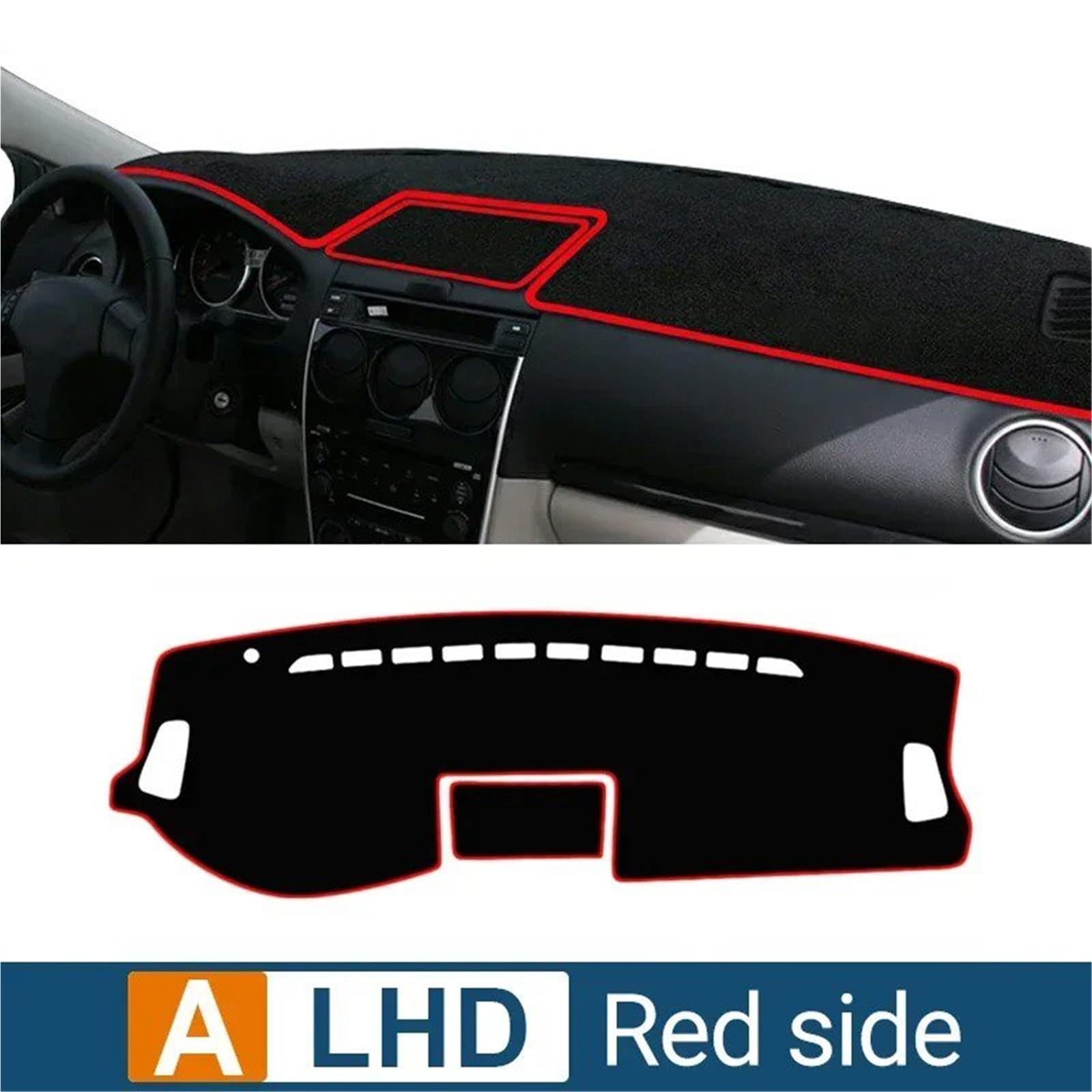 Dashboard Sonnenschirm Matte Für Mazda 6 GG 2002 2003 2004 2005 2006 2007 Instrument Schreibtisch Sonnenschutz Matte Dash rutschfeste Pad Auto Armaturenbrett Abdeckung(A LHD Red Side) von AVFORA