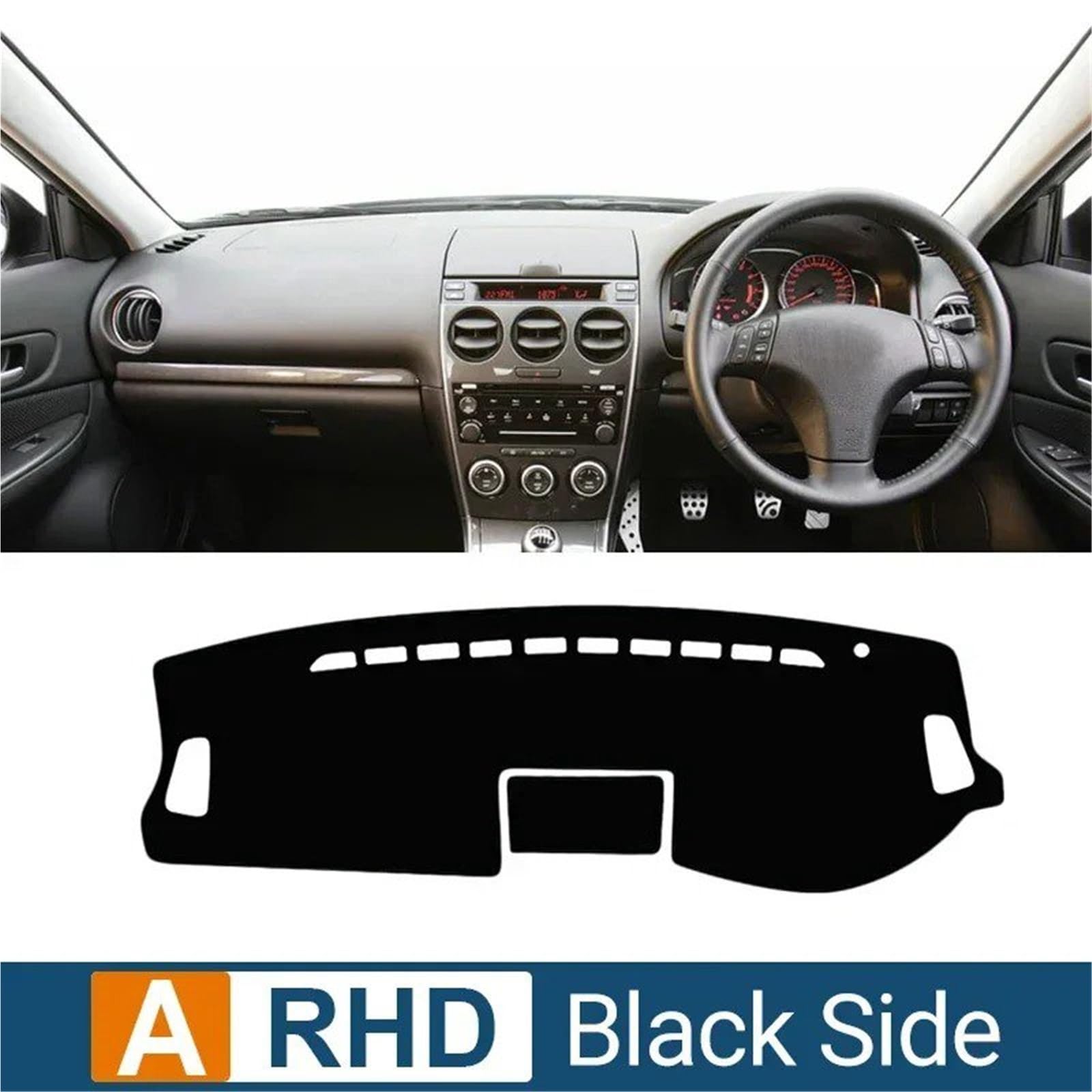 Dashboard Sonnenschirm Matte Für Mazda 6 GG 2002 2003 2004 2005 2006 2007 Instrument Schreibtisch Sonnenschutz Matte Dash rutschfeste Pad Auto Armaturenbrett Abdeckung(A RHD Black Side) von AVFORA