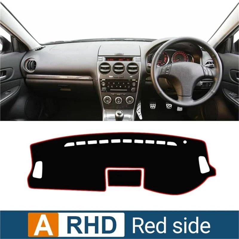 Dashboard Sonnenschirm Matte Für Mazda 6 GG 2002 2003 2004 2005 2006 2007 Instrument Schreibtisch Sonnenschutz Matte Dash rutschfeste Pad Auto Armaturenbrett Abdeckung(A RHD Red Side) von AVFORA