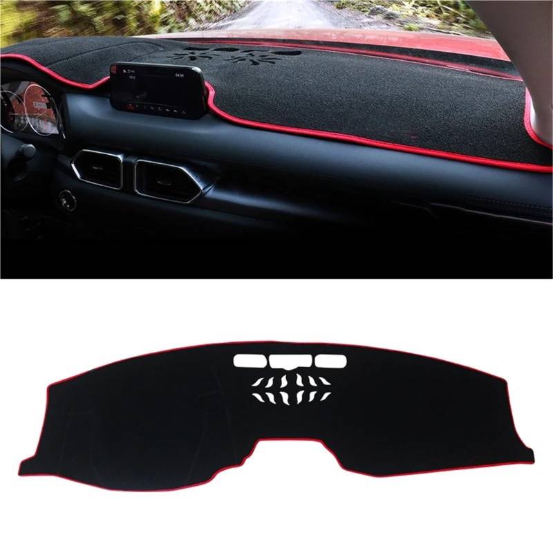 Dashboard Sonnenschirm Matte Für Mazda Für CX-5 CX5 KF 2017 2018 2019 2020 2021 2022 2023 Auto-Armaturenbrett-Sonnenschutzabdeckung Instrumententisch-Rutschmatte(RHD with HUD Red) von AVFORA
