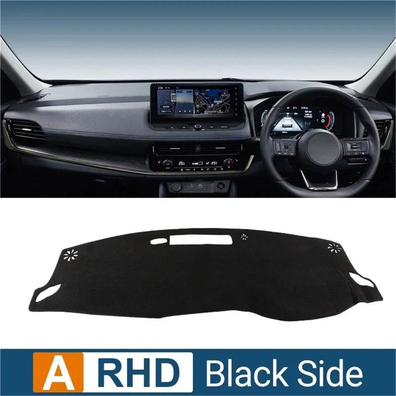 Dashboard Sonnenschirm Matte Für Nissan Für X-Trail T33 2021 2022 2023 2024 Instrument Schreibtisch Sonnenschutz Matte Dash Rutsch Pad Auto Armaturenbrett Abdeckung(A-RHD-Black Side) von AVFORA