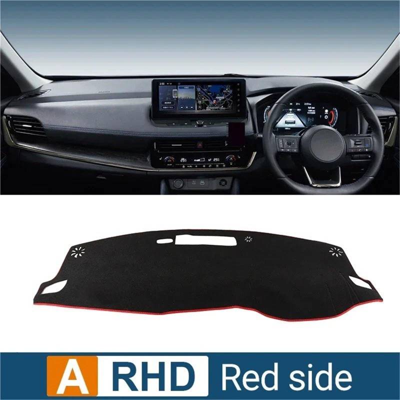 Dashboard Sonnenschirm Matte Für Nissan Für X-Trail T33 2021 2022 2023 2024 Instrument Schreibtisch Sonnenschutz Matte Dash Rutsch Pad Auto Armaturenbrett Abdeckung(A-RHD-Red Side) von AVFORA