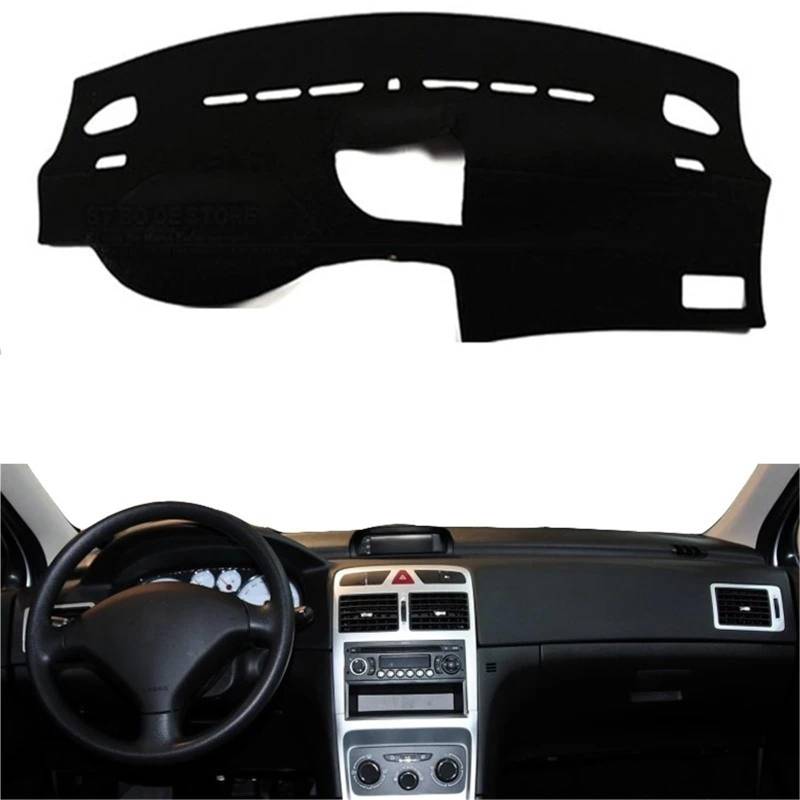 Dashboard Sonnenschirm Matte Für Peugeot 307 Sonnenschutz DashMat Pad Teppich Anti-Uv Automobil Schutz Auto Dashboard Abdeckung Dash Matte(Schwarz) von AVFORA