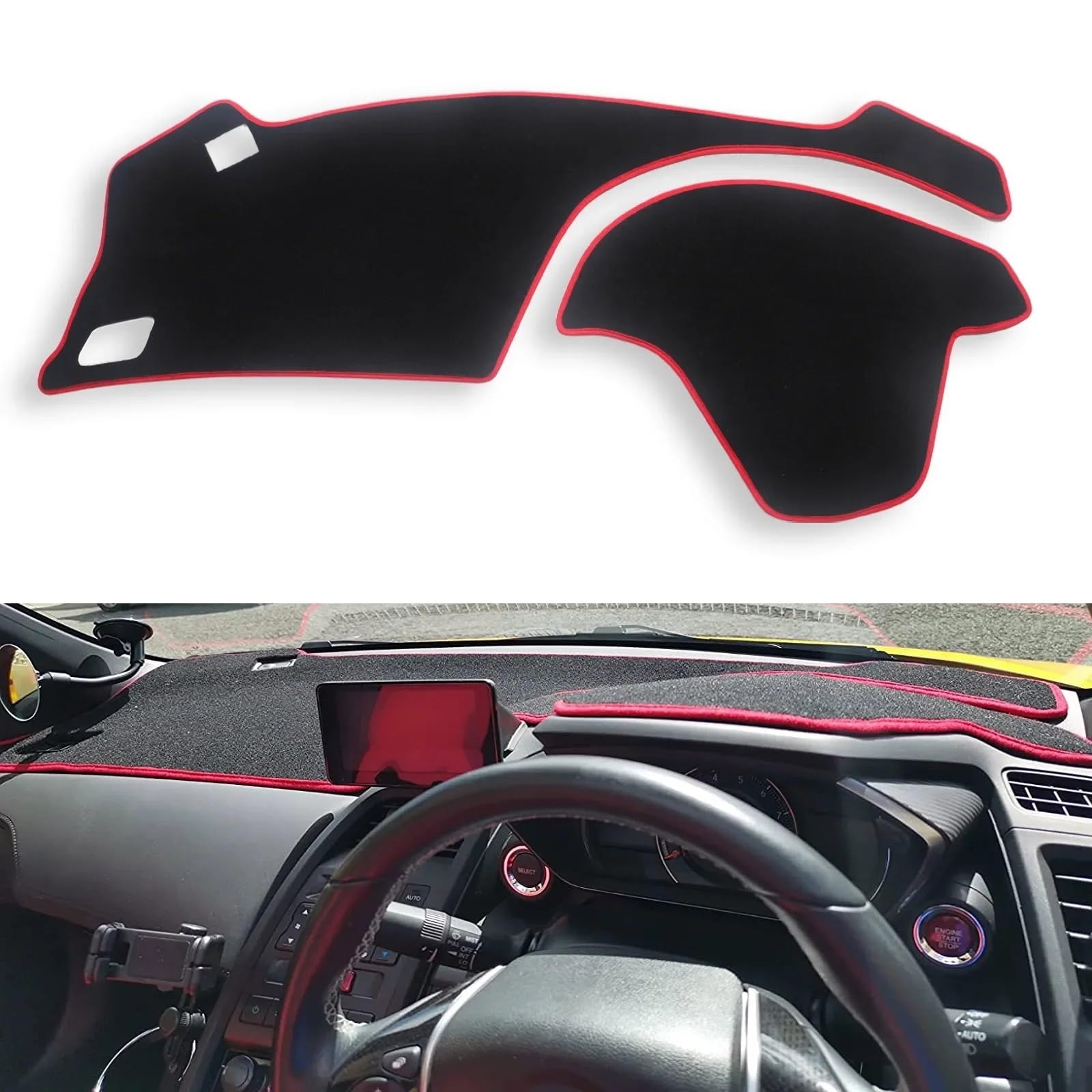 Dashboard Sonnenschirm Matte Für S660 Zubehör Anti-Slip Dashmat Dash Matte Sonnenschirm Schutz Pad Teppich Auto Dashboard Matte(Right Rudder RED) von AVFORA