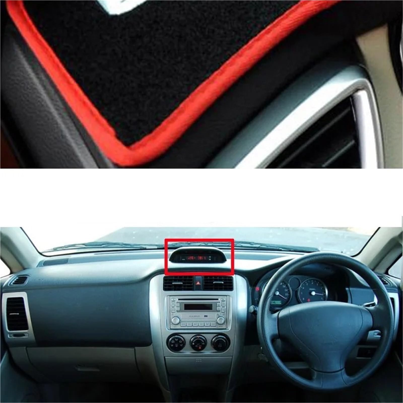 Dashboard Sonnenschirm Matte Für Suzuki Liana 2011 2012 2013 Mit Uhr Dashmat Pad Teppich Armaturenbrett Sonnenschutz Auto Auto Armaturenbrett Abdeckung Armaturenbrett Matte(Red Right) von AVFORA