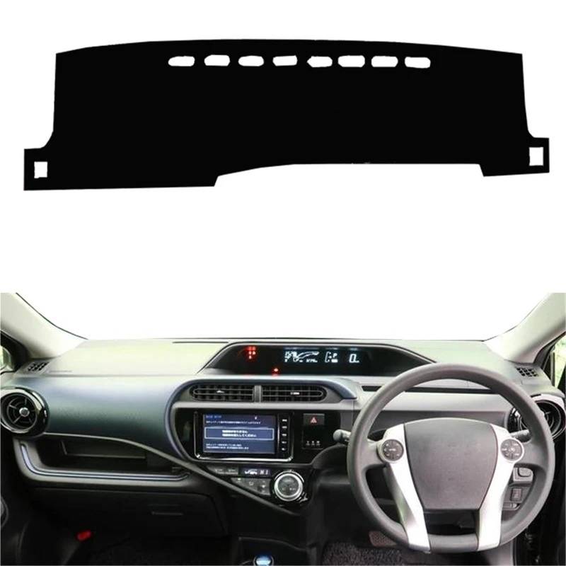Dashboard Sonnenschirm Matte Für Toyota Für Aqua Für Prius C 2011-2019 LHD RHD Sonnenschutz Auto Cape Auto Armaturenbrett Abdeckung Armaturenbrettmatte Teppich Teppich(RHD Red Trim) von AVFORA