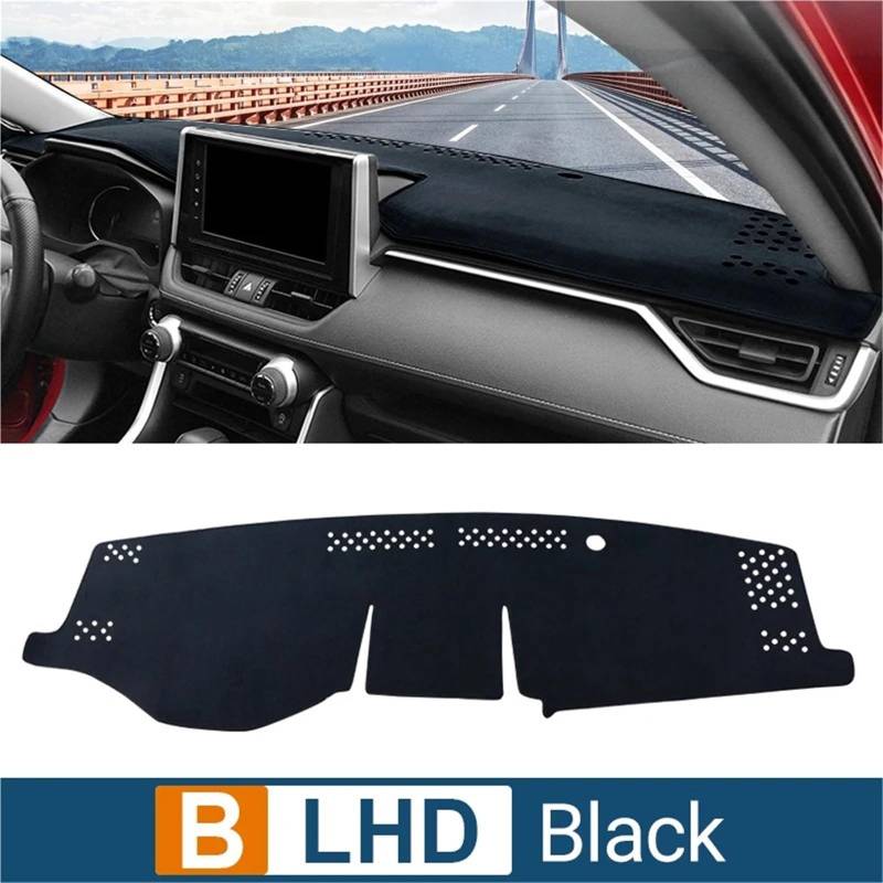 Dashboard Sonnenschirm Matte Für Toyota Für RAV4 2019 2020 2021-2024 Für RAV 4 XA50 Hybrid Auto Dashboard Matte Sonnenschutz Instrument Schreibtisch Abdeckung(B Black LHD) von AVFORA