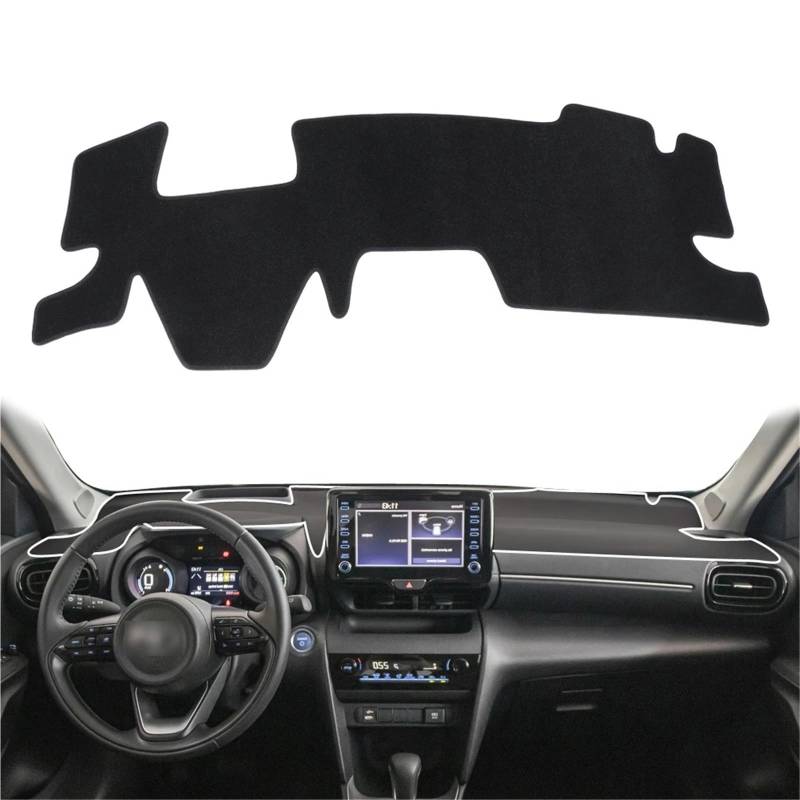 Dashboard Sonnenschirm Matte Für Toyota Für Yaris Für Cross Dash Mat Dashmat Mit HUD Dashboard Cover Pad Sonnenschutz Schutzteppich(HUD Left-Rudder) von AVFORA
