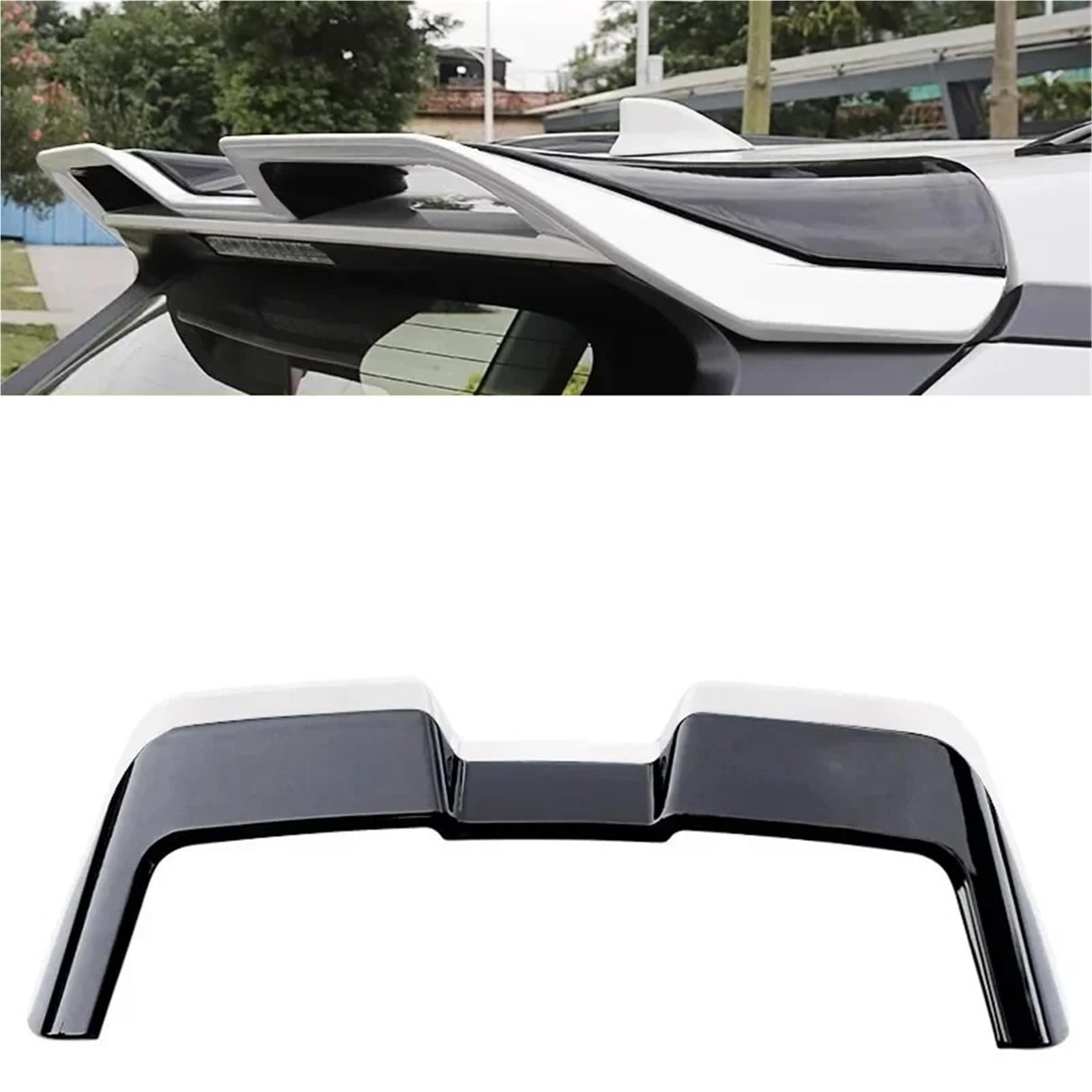 Heckspoiler Für Toyota Für Rav4 4 2020 2021 2022 2023 2024 Schwarz Rot Weiß Carbon Look Lackiert ABS Spoiler Flügel(Black with White) von AVFORA