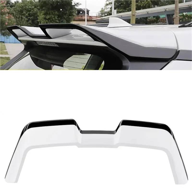 Heckspoiler Für Toyota Für Rav4 4 2020 2021 2022 2023 2024 Schwarz Rot Weiß Carbon Look Lackiert ABS Spoiler Flügel(White with Black) von AVFORA