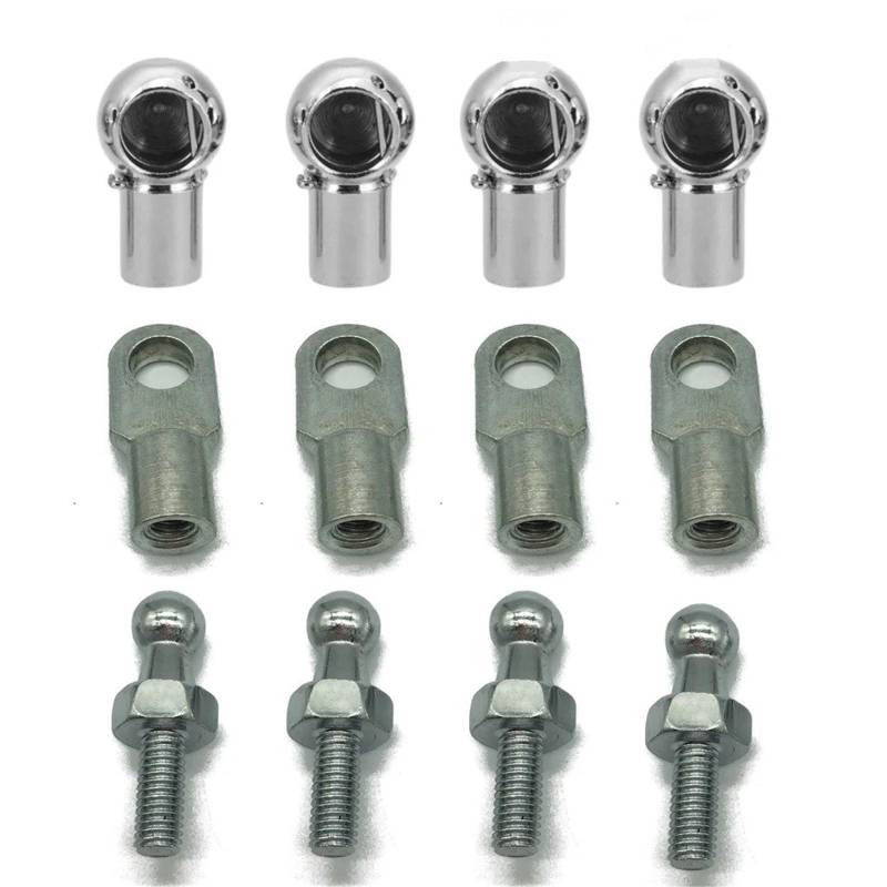 Hydraulische Gasdruckfeder 4 Stück M8/M6 Universal 10 Mm Hinterer Kofferraum Vorne Motorhaube Gasdruckfeder Endstück Anschluss Kugelbolzengelenk Ventilfederschraube(4pcs-Inner 6mm) von AVFORA