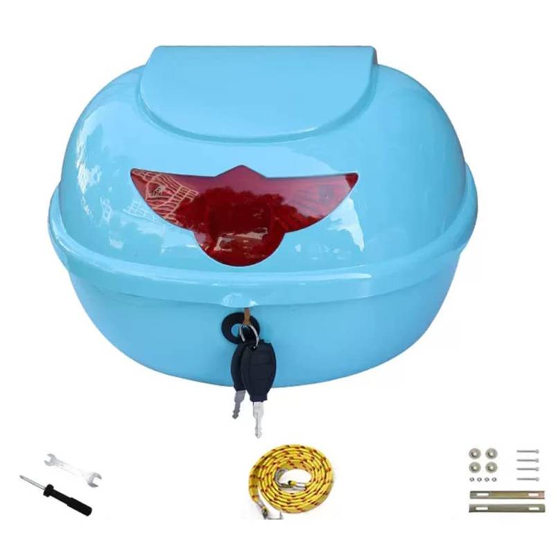AVIITI Motorrad Touring Top Box, Zur Aufbewahrung Von Motorradzubehör Für Helme, Mit Reflektorstreifen Und Sicherheitsschloss,Blau,38x31x24cm von AVIITI