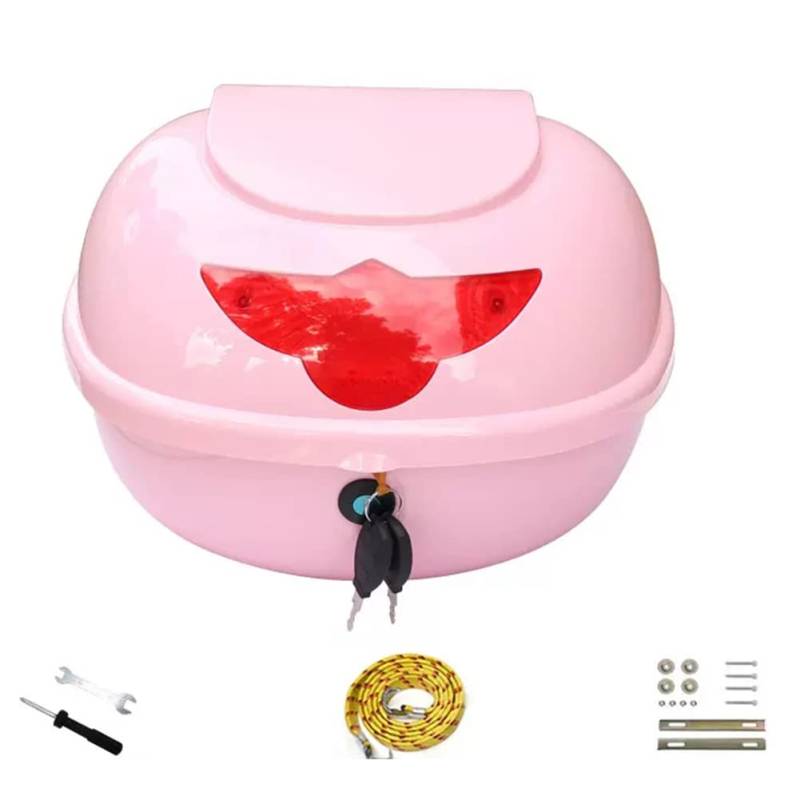 AVIITI Motorrad Touring Top Box, Zur Aufbewahrung Von Motorradzubehör Für Helme, Mit Reflektorstreifen Und Sicherheitsschloss,Rosa,38x31x24cm von AVIITI