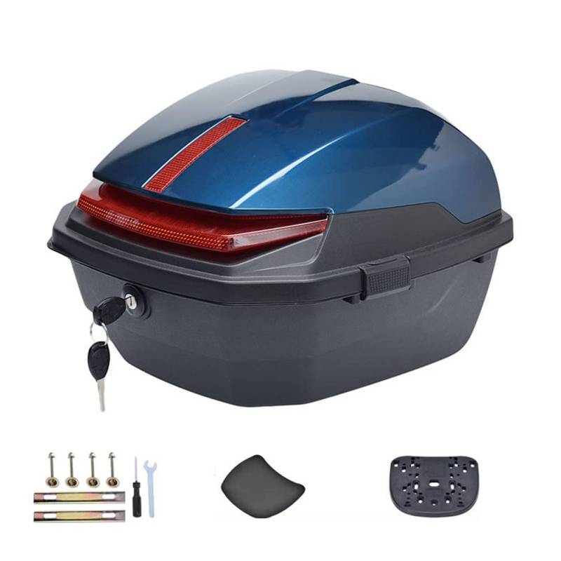 AVIITI Motorrad Touring Top Box Große ABS-Kapazität wasserdichte Helmtasche Für Motorrad Moped Hinten Koffer,Blau,36x40x28cm von AVIITI