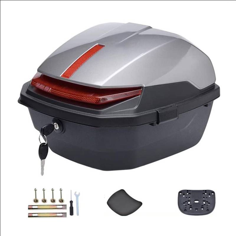 AVIITI Motorrad Touring Top Box Große ABS-Kapazität wasserdichte Helmtasche Für Motorrad Moped Hinten Koffer,Silber,36x40x28cm von AVIITI
